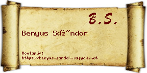 Benyus Sándor névjegykártya